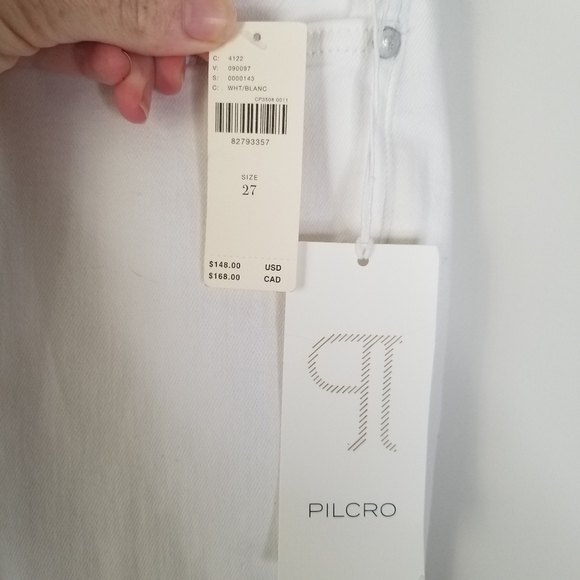 NWT Pilcro Anthropologie The Yaya Mid-Rise Crop Flare Jeans White Size 27 - Picture 10 of 16